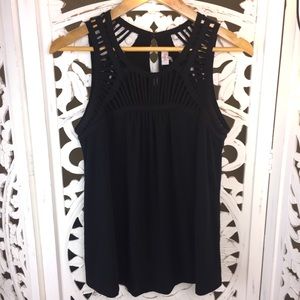 Pixley Messi Lattice Neckline Knit Top